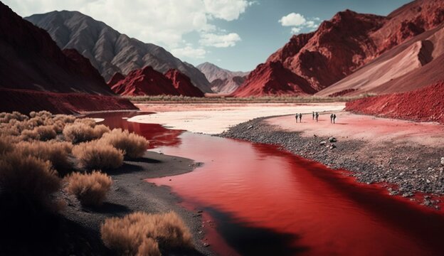 red river under the red mountains