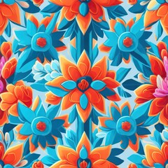 Fototapeta na wymiar seamless colorfu lflowers pattern, repeating pattern, generative by ai