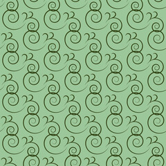 Abstract seamless pattern of green diagonal spiral