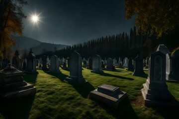 Graveyard at night, Generated using AI