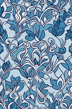 Seamless Victorian Heritage, Ornament Flowers Pattern