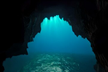 cave in the blue sea Generative AI