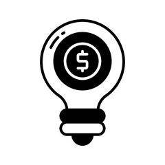 Dollar inside bulb depicting innovative idea, financial idea icon design