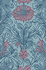 Seamless Victorian Opulence, Ornament Flowers Pattern