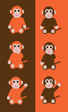 set of animals monkey 