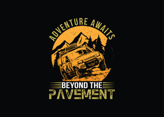 Off-road t-shir, adventure vector, illustration, perfect for t-shirt, Off-road car design, mountains, landscape, background, t-shirt print or poster design.
