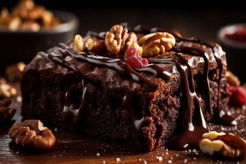 Delicioso brownie de chocolate. IA generative