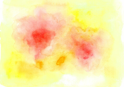 Abstract background with watercolor blur. Different shades of yellow, red, orange, pink. Autumn soft pastel colors.