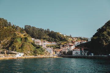 Fototapeta na wymiar Landscape of a town in front of the beach. Cudillero, Asturias, Spain