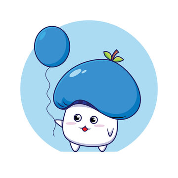 Blue mushroom with a balloon