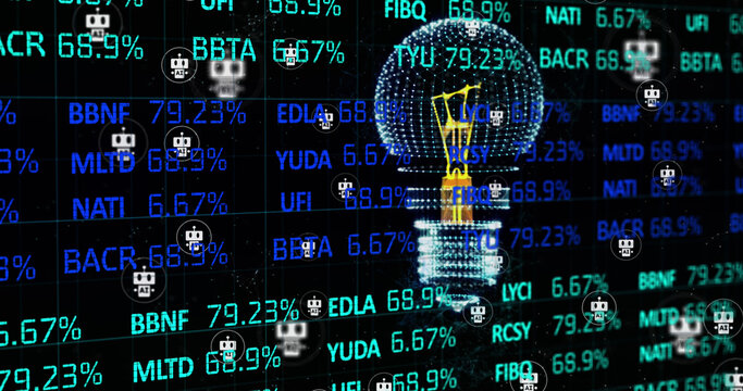 Image of light bulb and data processing