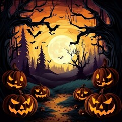 Fototapeta premium Halloween Horrors Delving into the Dark Side of October Background