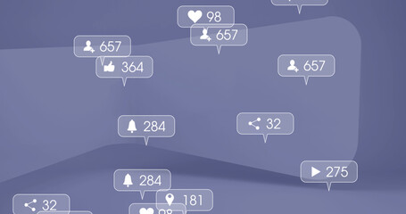 Naklejka premium Image of social media data processing over abstract pattern
