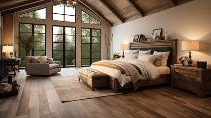 Farmhouse interior design of modern bedroom