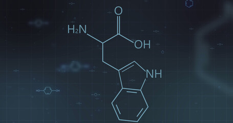 Image of structures of chemical formula on dark background