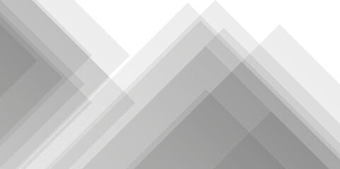 Abstract white and gray background design with layers of textured white transparent material in triangle and squares shapes. White color technology concept geometric line vector background.