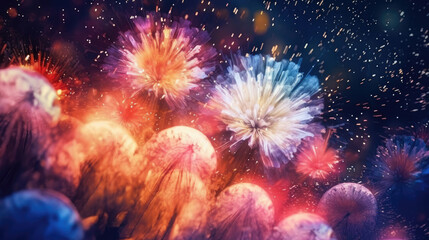 Fireworks underwater, Happy New Year 2024, Backgorund, Illustrations, generative AI 