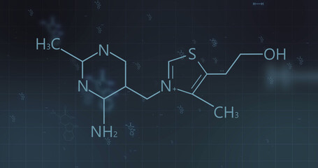 Image of structures of chemical formula on dark background