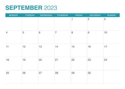 2023 september calendar start on monday