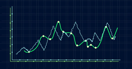 Image of financial data processing over black background