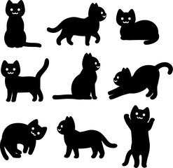 黒猫のデフォルメイラストセット
