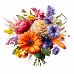 Radiant Blooms: A Bouquet of Colorful Flowers. Generative Ai