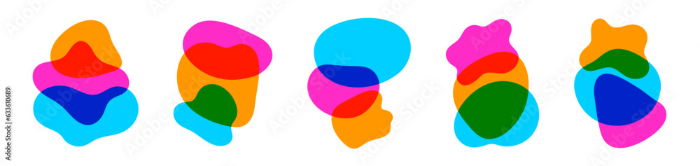 Poster colorful blob irregular shapes composition set. organic form art for your design