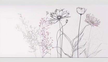 one line pencil drawing of a wonderful flower