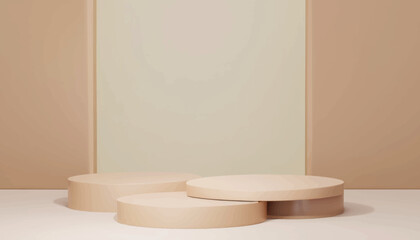 3d background products minimal podium scene with beige pedestal. display background vector 3d rendering with podium.stand to show cosmetic products 3d Stage showcase on studio vector illustration.