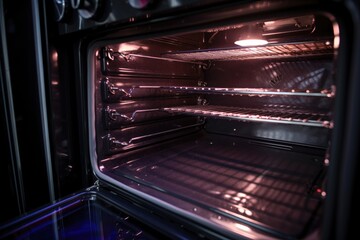 close-up of sparkling clean oven interior
