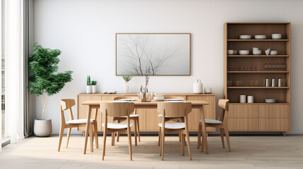 Interior design of modern scandinavian dining room