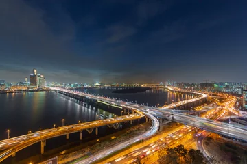 Fotobehang 서울 한강 마포대교 야경 © KYOBOK