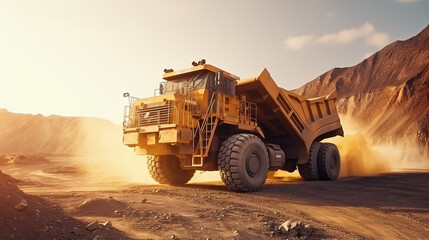 Large truck carrying sand on a platinum mining site