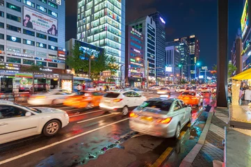 Fotobehang 서울 강남역 도로 야경 © KYOBOK