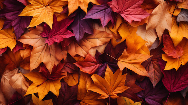 紅葉した落ち葉 秋 メープル| autumn leaves, Generative AI