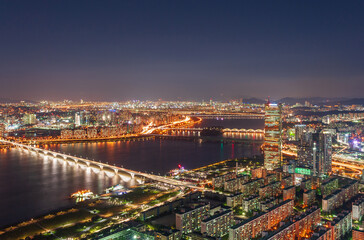 서울 여의도 63빌딩 한강 야경