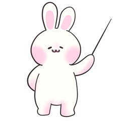 Cute bunny point something - cartoon