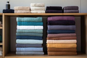 clean towels stacked neatly on a shelf