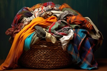 Fototapeta na wymiar laundry basket filled with mixed garments