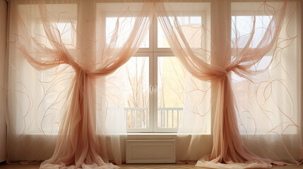 Lovely curtain with a transparent tulle curtain
