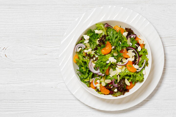 Mandarin Orange Salad in white bowl, top view