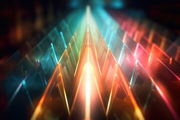 macro shot of light rays splitting through prism