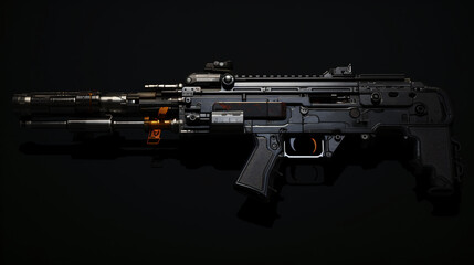 Modern guns weapon black background