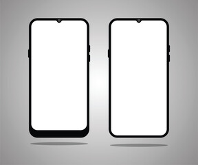 Two smartphone frame less blank screen. Mockup device. smartphones set. Template for infographics realistic phones