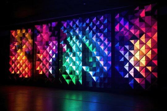 led screen pixels forming geometric shapes