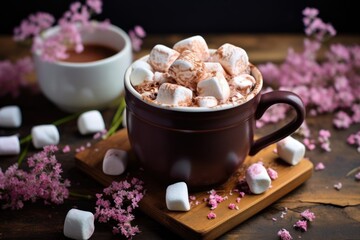 Obraz na płótnie Canvas marshmallows melting in a cup of hot chocolate