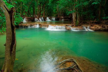 Huay Mae Kamin Waterfall, beautiful waterfall in Kanchanaburi, thailand