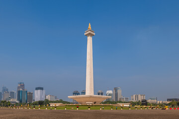 July 12, 2023: National Monument standing in the middle of the Merdeka Square, a large square...