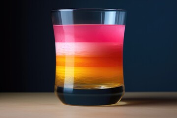 layered cocktail in a glass with gradient colors