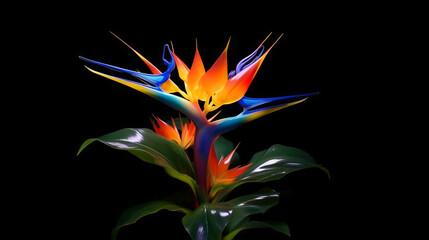bird of paradise isolated on black
